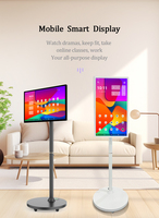 Pantalla táctil inalámbrica de TV portátil inteligente de 27 pulgadas Android 12 8 + 128GB Gabinete blanco con cámara incorporada