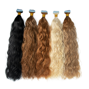 Cinta de calidad superior sin procesar en el cabello 100% Extensión de cabello humano de <span class=keywords><strong>Europa</strong></span> alineada con cutícula Cinta invisible rizada Ins para salón - Product Image 1