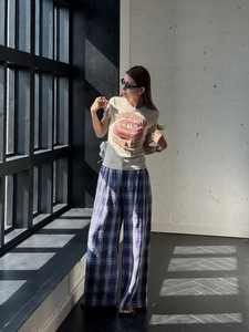 <strong>2025</strong> Spring Brand Wide Leg Women Plaid Pants Korean Style <strong>Fashion</strong> Casual Pants For Women