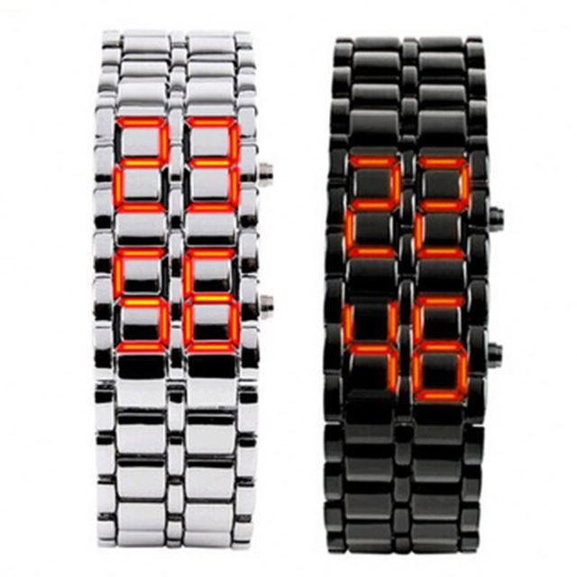 Hot Selling Creative LED Lava Digital Wristwatch Metal Red Blue LED Display Watches for Women Men