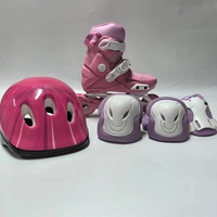 YSMLE Kids Outdoor Plastic Shell Cadre réglable en alliage d'aluminium 4 roues Patins à roues alignées avec casque et équipement de protection