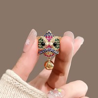 Broche Clochette Danse du Lion, Broche Rétro Créative, Épingle de Revers Élégante, Accessoire Vestimentaire Style Chinois