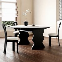 Ensemble table et chaises de salle à manger de style médiéval en bois massif avec plateau en pierre, pour usage domestique, compact, extensible, pliable, table ronde ou carrée
