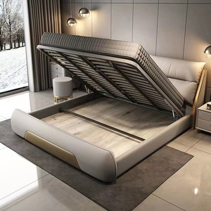 JY-B363 di lusso moderno in pelle Queen Size struttura del letto di stoccaggio girevole <span class=keywords><strong>testiera</strong></span> morbida applicazione doppia camera da letto Design imbottito - Product Image 6