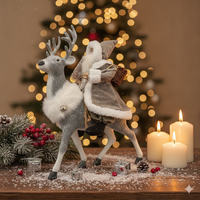 Figurines de Noël en gros : Renne, Père Noël, Gnome, avec paillettes argentées et garniture en fourrure, décorations de table festives statiques pour les fêtes, articles d'artisanat
