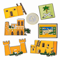 Pin de Esmalte Personalizado con Diseño de Edificio Árabe, Casa Tradicional Saudí, Patrimonio del Golfo, Broche de Metal, Insignia de Recuerdo Turístico con Palma y Castillo