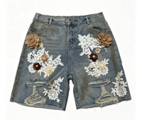 Shorts en jean déchirés vintage sexy pour femme, avec dentelle et strass, taille élastique, style streetwear tendance, vente en gros personnalisée