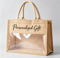 Sacs cadeaux de mariage en lin transparent avec logo personnalisé, décorations pour demoiselles d'honneur, 1 pièce minimum de commande