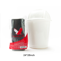Sac poubelle noir en HDPE Starseal personnalisable, en rouleau, robuste, jetable, 24*28 pouces, avec poignée Flexiloop en PP durable, ISO