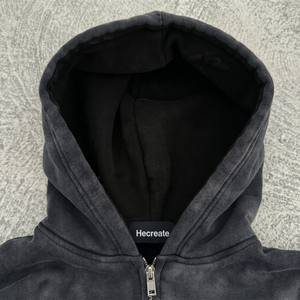 Sweat-shirt à capuche zippé doublé à carreaux 6744, personnalisable avec logo, délavé à l'acide, épais, coupe oversize, pour homme, style streetwear, vente en gros, fabricant - Product Image 2