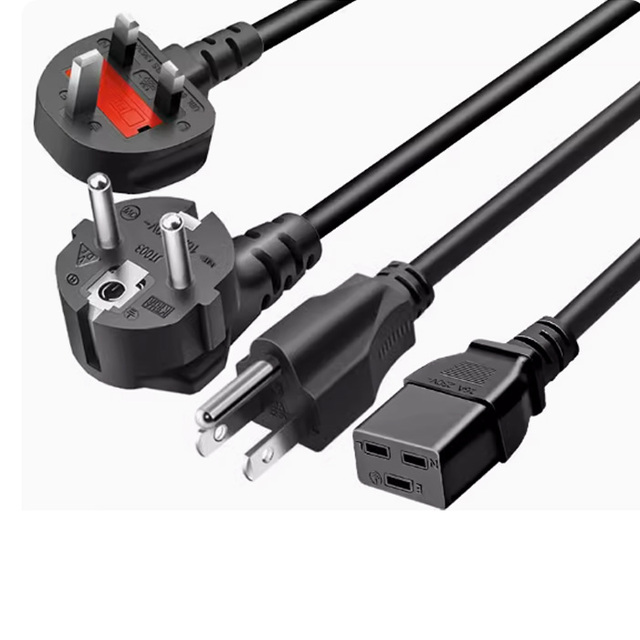 Oem 2m 3 Pin UK EU US Plug with C19 End Flexible VDE Computer Power Cable UPS Server PDU Ac Power Cord