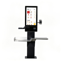 Kiosque interactif de commande rapide 21,5-27 pouces avec écran tactile, paiement par QR code et Wi-Fi 6, sur pied