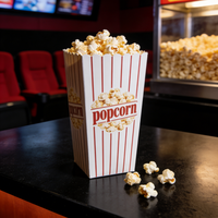 Boîtes à popcorn jetables de qualité alimentaire avec logo personnalisé imprimé, style dossier, boîte à popcorn en papier de qualité alimentaire