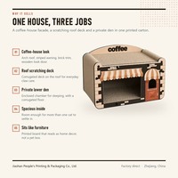 Maison pour chat style café, avec plateau à gratter en carton et abri inférieur pour chats d'intérieur, vente en gros, directement de l'usine