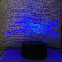 Nouvelle lampe de nuit 3D en forme d'avion, LED tactile, mini lampe de table moderne, 7 couleurs changeantes, lampe d'intérieur, cadeau pour enfants, jouet