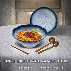 Vajilla de Porcelana de 9 Pulgadas Ecológica de la Mejor Calidad, Personalizada OEM, Hecha a Mano, Diseño Minimalista Japonés para Sopa y Fideos - Product Image 2