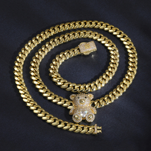 Gioielli alla Moda Hip Hop: <span class=keywords><strong>Collana</strong></span> con Ciondolo Orso e Bracciale a Catena in Oro - Product Image 5