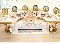 Table à manger rectangulaire en acier inoxydable pour 10 personnes, plateau en verre trempé doré, design moderne pour mariage, hôtel, utilisation en extérieur