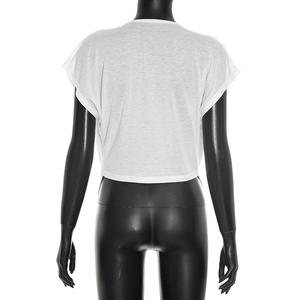 Viviblook J26TP303 T-shirt d'été pour femme, nouveau pull décontracté à col en V profond, haut à manches courtes pour le quotidien - Product Image 2