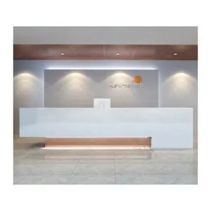 Mostrador de Recepción <span class=keywords><strong>para</strong></span> Clínica Hospitalaria, Diseño Moderno, Hecho a Medida, 2 Computadoras, Mostrador de Recepción de Mármol Blanco <span class=keywords><strong>para</strong></span> Clínica - Product Image 1