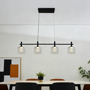 โคมไฟระย้าแก้วสไตล์มินิมอลอเมริกันสุดหรู โคมไฟห้อยทรงเส้นตรงทันสมัยสำหรับห้องนั่งเล่น ห้องนอน ห้องครัว เคาน์เตอร์บาร์ - Product Image 2