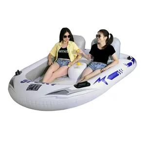 Inflatable Pool Lounge Custom Sport Yacht Pool Float 2 Person Inflatable Chair Lounge Water Floating Row 2 Seaters Lounger Floating Island