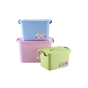 2022 Wholesale Colorful PP Plastic &Lid Bin Container Clothes Toy Organizer Stackable Large Storage Multipurpose Box With Handle