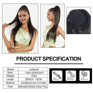 Julianna Kanekalon fibra recién llegados Cola de Caballo De Cabello Sintetico extensión cordón sintético falso <span class=keywords><strong>coleta</strong></span> pieza de <span class=keywords><strong>pelo</strong></span> - Product Image 2