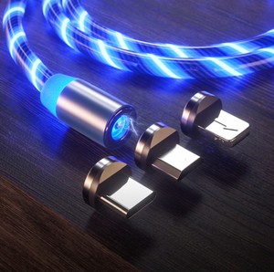Câble magnétique de chargement LED, en silicone, 2 pièces, 3 en 1m, lumineux, solide, 3a, différentes tailles - Product Image 5