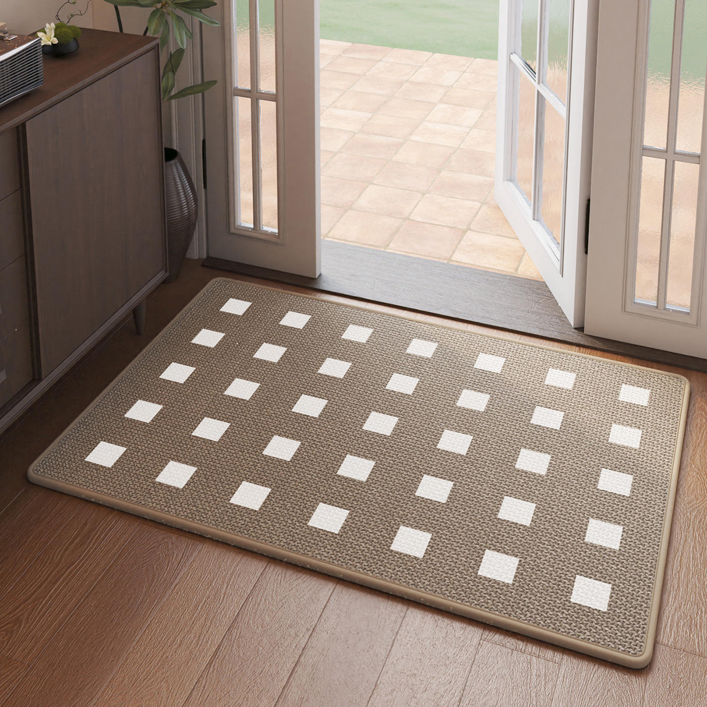 Felpudo Sally Hemp - Negro, Blanco y Marrón con Lunares