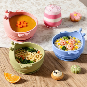 Bol en silicone personnalisé avec logo, résistant à la chaleur, sans BPA, double poignée, qualité alimentaire, pour bébés et tout-petits, vaisselle pour repas, cadeau - Product Image 2