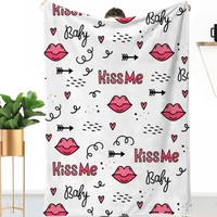 Nouvelle couverture en flanelle imprimée personnalisable moderne pour la Saint-Valentin, pour une chaleur toute saison, couverture portable d'extérieur