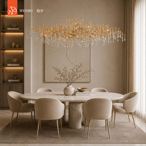 Lámpara de Araña de Lujo Hecha a Mano en Cobre con Cristales, Diseño Único de Arte Moderno, Forma Ovalada para Comedor, Instalación Suspendida - Product Image 3