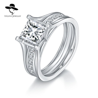 Nouvelle bague empilable en moissanite taille princesse de 6,5 mm pour femmes, argent S925 plaqué platine 18 carats, tendance, anniversaire, 2025