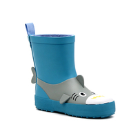 Bottes de pluie en caoutchouc 3D motif requin, doublées polaire, imperméables, antidérapantes, légères, pour tout-petits, avec tirette animale de dessin animé
