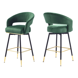 Tabouret de bar moderne en métal avec dossier pivotant, tabouret de bar en velours, chaise de bistrot pour la maison, meubles de café - Product Image 4