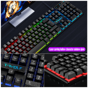 T-WOLF TF200 Spanish Gaming Wired Keyboard and Mouse Combo <strong>Computer</strong> 104keys rainbow Backlight Keyboard Mouse <strong>Set</strong> for PC <strong>Desktop</strong> - Product Image 4