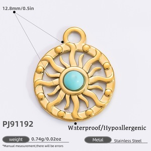 Colgantes DIY de estilo vintage, chapados en oro, antideslustre, con motivos de Sol, Luna, Estrella, Ópalo, Árbol de la Vida, Árbol del Norte y Moneda del Diablo, en formas cuadrada y rectangular - Product Image 6