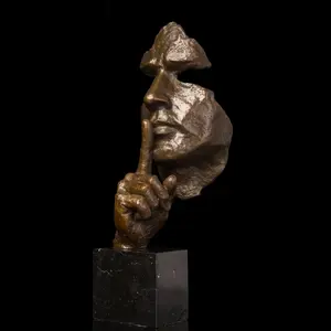 Escultura de cobre de latón moderna para hombre, estatua de bronce para mantener el silencio, muy vendido en Amazon, listo para enviar