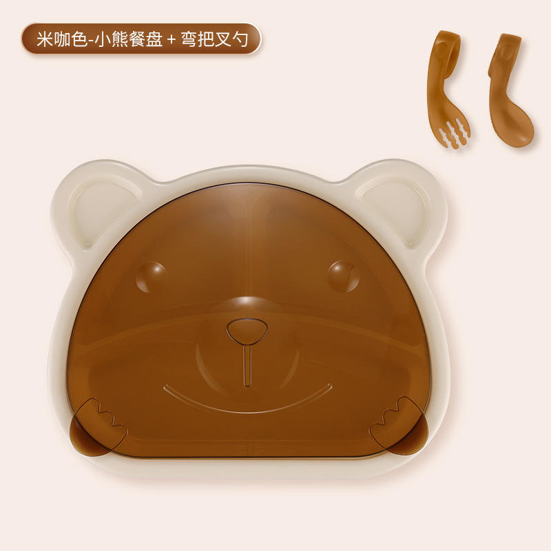 จานอาหารค่ำ + ส้อมด้ามโค้งและช้อน