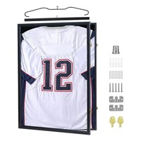 Bingkai Jersey dengan Penutup Lipat untuk Menampilkan Kaos, Foto, Logo, Koleksi Bola Basket, Sepak Bola, Bingkai Jersey Hitam untuk Digantung di Dinding