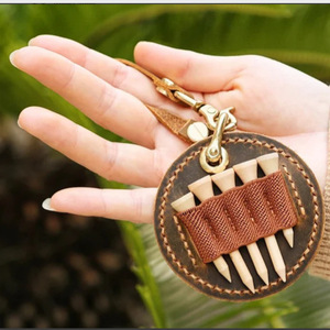 Round <b>golf</b> ball tag hangtag, cleat cover, tee cover, <b>golf</b> parts, hook, handmade leather. - Product Image 2