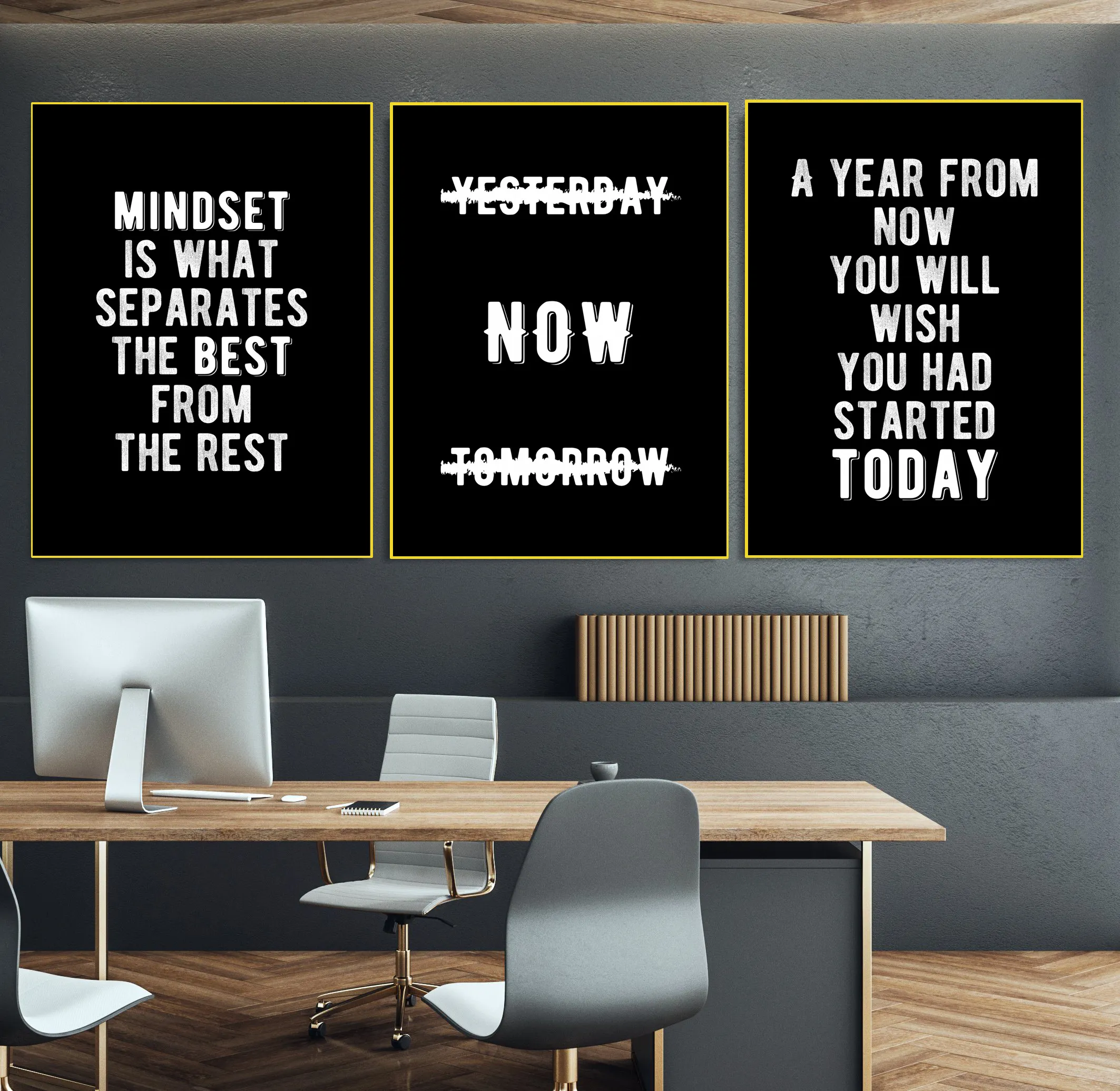Now Classic Inspirational Quotes on Black Background Canvas Painting Poster and Print Wall Art Pictures for Home Decor Office