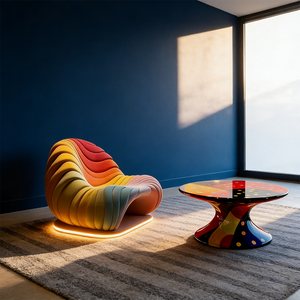Poltrona Moderna a Forma di Conchiglia Arcobaleno, Sedia Imbottita in Velluto, Divano <span class=keywords><strong>Colorato</strong></span> per Arredamento <span class=keywords><strong>Soggiorno</strong></span> - Product Image 6