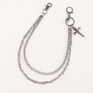 Double Layered Skull Cross Waist <b>Chain</b> Zinc Alloy Punk Style Nightclub Accessory Men's Pants <b>Chain</b> - Product Image 6