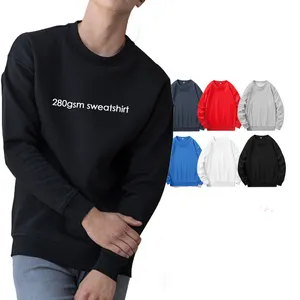 280GSM Custom CottonTerry Fabric Unisex Streetwear Gym Wear Oversized Crewneck Sweatshirts