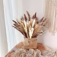 Rangkaian Bunga Eucalyptus & Rumput Pampas Gaya Boho, Dekorasi Natal Ramah Lingkungan, Gaya Interior Nordik, Kapas Lavender, Grosir