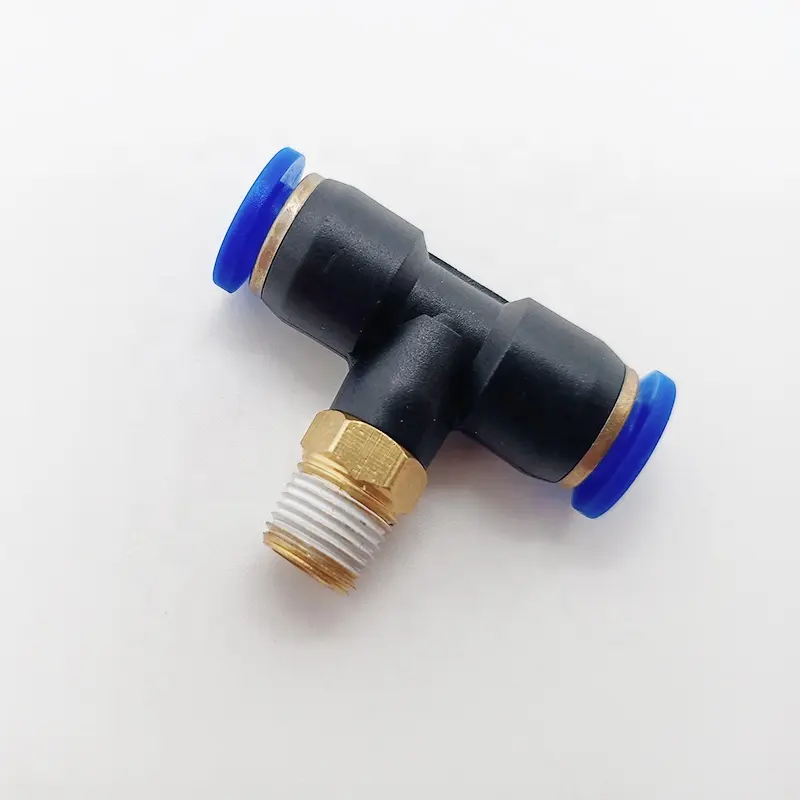 Plastic Pneumatic Parts Air joint T Types Of 3 Way Speed Control Plastic Air Tube Push In Fittings