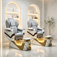 Équipement moderne pour salon de manucure, chaise de spa pour soins des pieds marbrée, chaise de pédicure électrique réglable de luxe avec vapeur pour les pieds