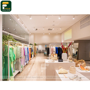 Meuble de présentation mural haut de gamme personnalisé pour vêtements de boutique, étagère et comptoir de réception - Product Image 6